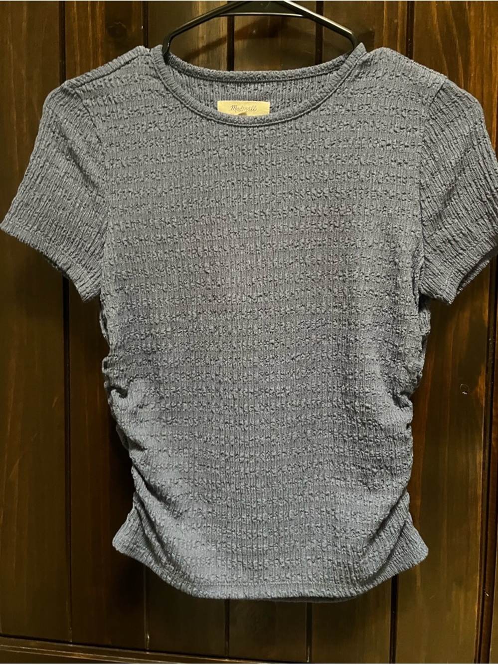 Madewell Blue Fitted Ribbed Short Sleeve Tee